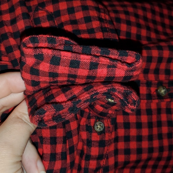 4T Boys Long Sleeve, Red & Black Plaid, Button Up Shirt by Carter's - Picture 6 of 8